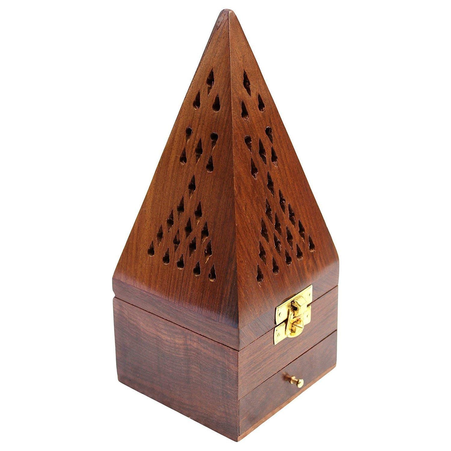 Wooden Incense Burner | Rosewood dhoop batti dan, bakhoor and loban dan with Drawer 3x3x5 inch (3x3x5 inch)