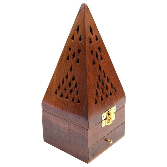 Wooden Incense Burner | Rosewood dhoop batti dan, bakhoor and loban dan with Drawer 3x3x5 inch (3x3x5 inch)
